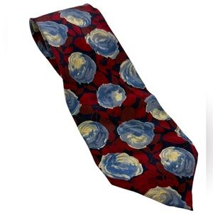 Vintage Fierte SRL silk blue floral and red tie Todays Man